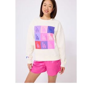 Terez Dodgers LA Sweatshirt Size Medium Cream and Pink